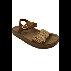 Fantasy Sandals Ankle Strap Wedge Sandals Molly Taupe - Medium